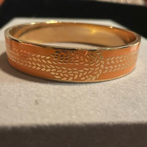 C Wonder Orange and Gold Tone Enamel Bangle Bracelet - Picture 2 of 2